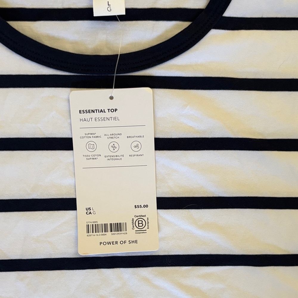 Athleta Long Sleeve Tee - Navy and White Stripes - Picture 8 of 11